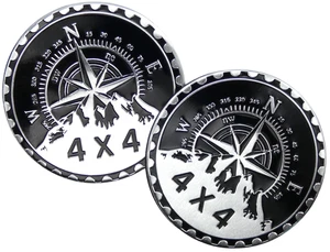 2pc Compass Rated Badge Auto Fender Emblem Sticker 4x4 SUV Truck 2.36" 6cm - Picture 1 of 7