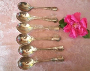 VINTAGE RODD CAMILLE SOUP SPOONS X6 SILVER PLATED 17.2CM SPOONS see MORE LISTED - Picture 1 of 10
