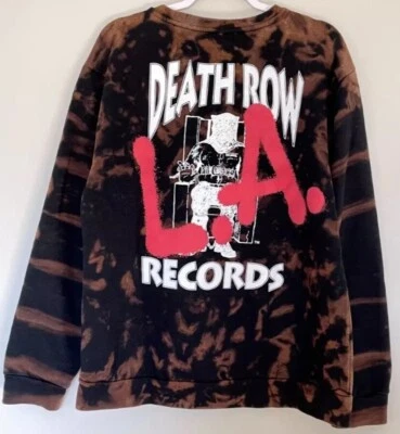 Custom Handmade Reverse Tie Dye Death Row Records Pullover Sweater, Adult Large - Image 1 of 4