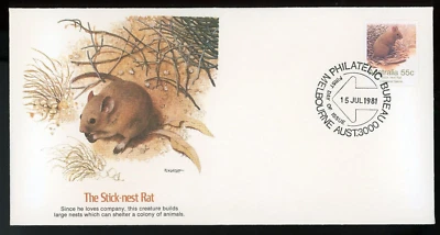 AUSTRALIA 1981 FIRST DAY COVER, THE STICK-NEST RAT !! N14 - Image 1 of 2