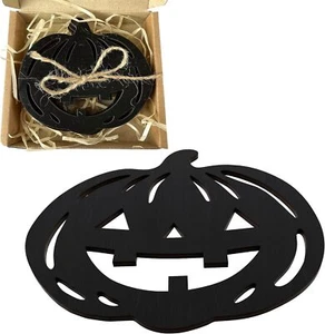 Pumpkin Wood Coasters for Desk - Set of 4 Curved Halloween Cup Coasters for Home - Picture 1 of 1