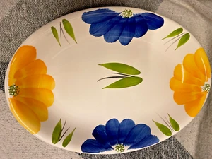 Servizio piatti Maxam giallo e blu motivo floreale dipinto a mano Made Italy - Foto 1 di 3