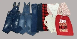 Lot of Girls Jeans Overalls Outfit Pajamas Size 7 Justice Cat & Jack Faded Glory - Picture 1 of 24