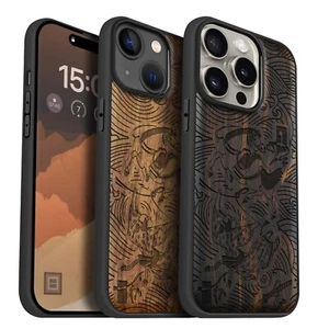 Funda de teléfono de madera magnética para iPhone 12 13 14 15 16 Pro Max Plus MagSafe cubierta - Imagen 1 de 13