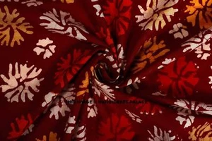 By Yard Indian Cotton Floral Print Batik Sewing Hand Block Printed Craft Fabric - Picture 1 of 13