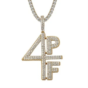 D/FL Real Moissanite 14K Yellow Gold Over 4PF Four Pockets Full Pendant 1.5" - Picture 1 of 10
