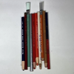 VTG Venus Eagle Faber Blaisdell A B Dick Offset Eraser Pencil Marker Lot Of 10 - Picture 1 of 7