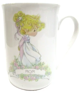 1989 ENESCO PRECIOUS MOMENTS MOM PURPLE PERSONALIZED PORCELAIN COFFEE MUG MINT - Picture 1 of 4