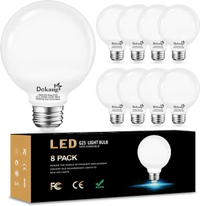 8-Pack LED Vanity Light Bulbs for Bathroom 4000K Natural Daylight E26 Base Globe - Picture 1 of 12