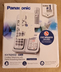 Panasonic KX-TGD532 W 2 Mobilteile schnurlos weiß Telefon BLOCKIEREN UNERWÜNSCHTE ANRUFE - Bild 1 von 9