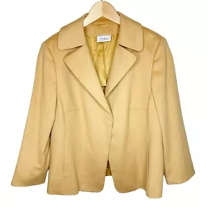 Akris Punto Angora Wool Blend Mustard Yellow Lightweight Blazer Jacket Size 14 - Picture 1 of 10