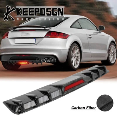 For Audi TT RS TTS CARBON FIBER Rear Bumper Diffuser Spliter w/ LED Brake Light - Изображение 1 из 4