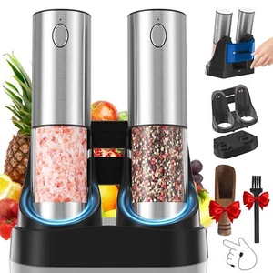 Rechargeable Electric Salt and Pepper Grinder Set With Charging Base 2-Pack - Picture 1 of 8