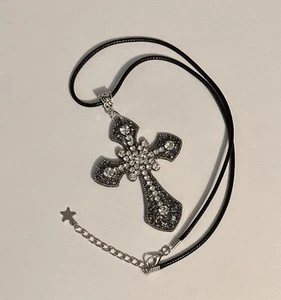 Collar Cruz Plata Cadena Grande Religioso Gótico Grunch Caprichoso Victoriano - Imagen 1 de 18