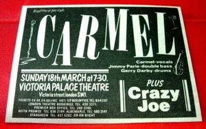 Carmel London Gig Vintage ORIGINAL 1984 Press/Magazine ADVERT 3.5"x 2.5" Jazz - Picture 1 of 3
