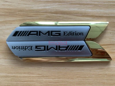 2x Calcomanías adhesivas emblema guardabarros plata/dorado edición AMG para Mercedes Benz Foto 1 de 4