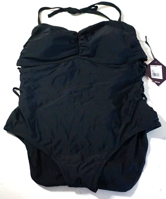 AVA & VIV MUJER PLUS HALTER TRAJE DE BAÑO DE UNA PIEZA NEGRO 22W ¡¡NUEVO CON ETIQUETAS!!! Foto 1 de 2