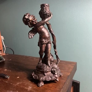 century-old bronze angel Cherub candlesticks from the French Art Nouveau period - Picture 1 of 14