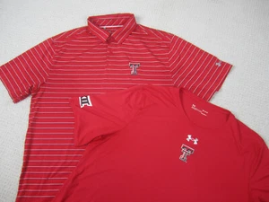 Texas Tech Shirt Mens Large Red Raiders Polo TTU Wreck Em Under Armour Lot of 2 - Picture 1 of 16