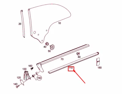 MERCEDES-BENZ CLK C209 REAR RIGHT SIDE WINDOW TRIM A2096700422 NO DUTY TO 🇺🇸 - Image 1 of 3