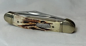 Vtg Rough Rider Trapper Knife Worm Groove Handle Double Blade Folding Pocket - Picture 1 of 16