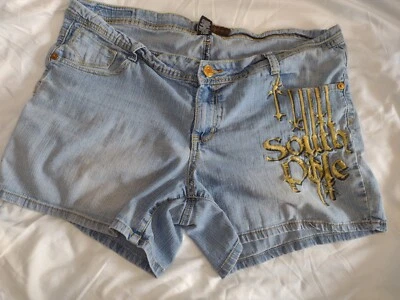 Pantalones Cortos de Jean Polo Sur Dorado Bordado Logo Para Mujer Talla Grande 20 Mamá Y2K Foto 1 de 4