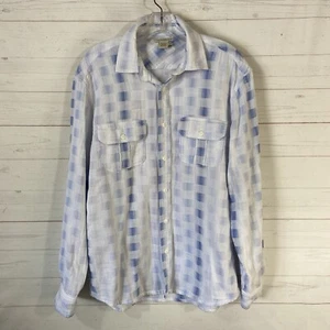 Carbon 2 Cobalt Mens Cloud Bar Shirt Sz M White Blue Cotton Gauze Long Sleeves - Picture 1 of 11