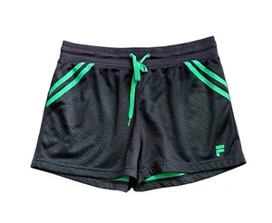 FILA Sport Womens Sz Medium Green Gray Mesh Running Athletic Workout Gym Shorts - Picture 1 of 4
