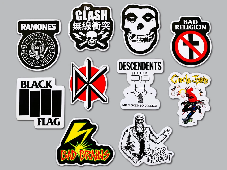 OMNI-CULT Punk Vinyl Sticker Lot (10 Stickers) Set 1 misfits bad religion brains ramones