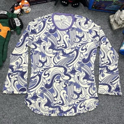 Camiseta Sears JR Bazaar años 70 púrpura remolino manga larga talla mediana psicodélica Foto 1 de 4