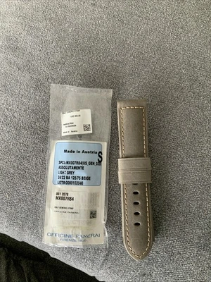 ¡¡Pedido personalizado!!  Correa de cuero gris claro Officine Panerai 24 mm - ¡Nueva! Foto 1 de 4