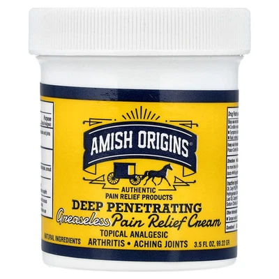 Crema para aliviar el dolor sin grasa de penetración profunda Amish Origins, 3,5 fl oz Foto 1 de 4