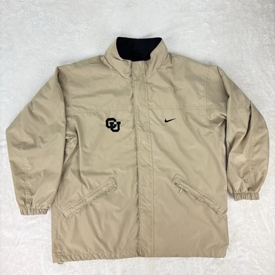 Chaqueta De Colección Nike Team Colorado Buffaloes Para Hombre XL Dorado Tostado Logo Bolsillos Cremallera Foto 1 de 4