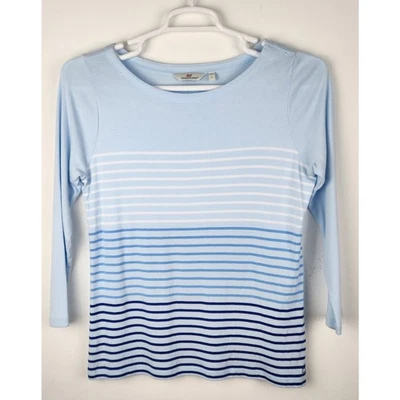 Suéter para mujer Vineyard Vines grande ligero a rayas azules Foto 1 de 4