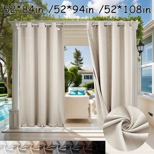 Outdoor Curtains Waterproof 3D Texture Thermal Insulated Sun Blocking Drape - Picture 1 of 90