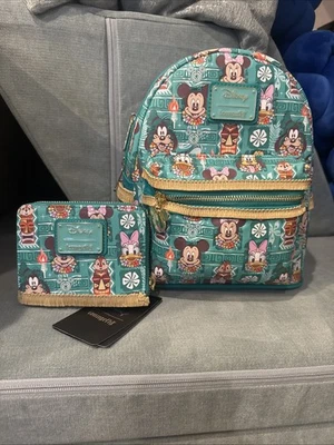 Mini Mochila y Cartera Loungefly Disney Mickey Friends Tiki Nuevo con Etiquetas Grotto Ex Foto 1 de 4