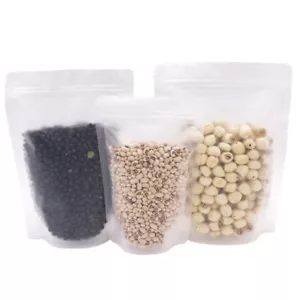 Heavy Duty Frosted Clear Grip Seal Gusset Bags Stand-Up Smell Free Food Grade - Picture 1 of 62