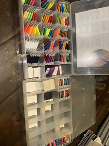 Lot Of 100+ Embroidery Cross Stitch Floss Thread on Cards With 2 Organizer Case - Picture 1 of 8