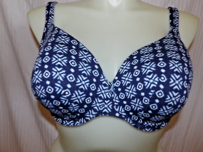 Sutiã feminino CACIQUE LANE BRYANT estampa azul acolchoado U/fio tamanho 42DD - Imagem 1 de 2