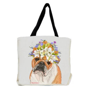 Bulldog with Flowers Tote Bag - Picture 1 of 1