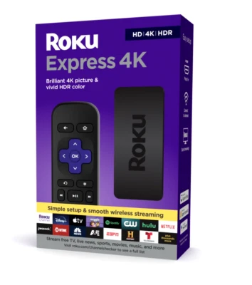 Roku Express 4K Streaming Player 4K/HD/HDR with Smooth Wi-Fi, Premium HDMI Cable - Image 1 of 4