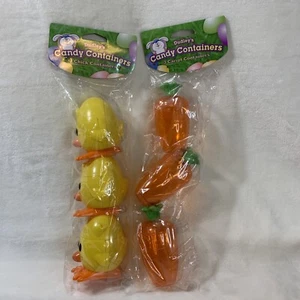 2006 Dudley's Easter Egg Hunt Vtg Candy Containers Holders Carrots Chicks NEW - Picture 1 of 18