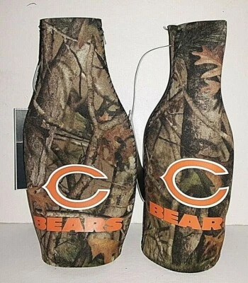 Chicago Bears NFL Camouflage  Zip - Up Bottle Koozie ( set of two ) - Image 1 of 3