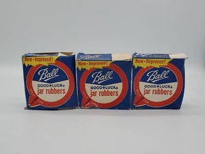 3 Vintage Good Luck Ball Jar Rubbers Gaskets Canning Ring Split Tab Regular - Picture 1 of 7