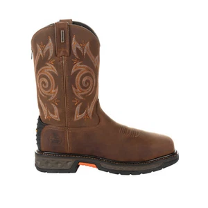 Georgia Carbo-Tec LT Steel Toe WP Mens Brown Wide Cowboy Western Boots - Picture 1 of 6