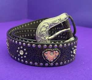 Nocona Western Women’s Leather Studded Pink Hearts/Crosses Size 30 SALE! - Picture 1 of 4