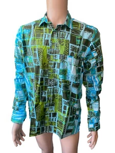 Genuine African print long sleeve dress shirt, size M. Made in Ghana by Woodin - Picture 1 of 5