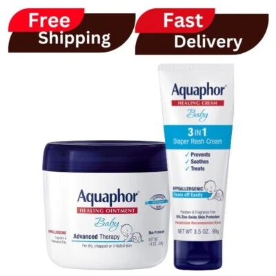 Juego de cuidado de la piel para bebé Aquaphor - ungüento curativo de 14 oz y crema para dermatitis del pañal de 3,5 oz Foto 1 de 4