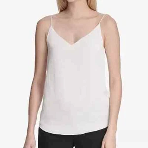 Calvin Klein Damen V-Neck Struktur Slip Tank Top - Weiß - Gr. XS - Mängel - Bild 1 von 6