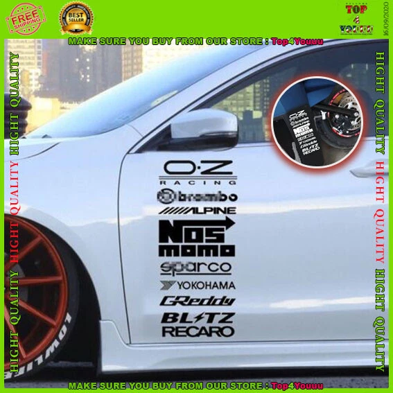 Racing Door Decals Set Car Reflective Sticker Kit Waterproof Deco Vinyl Sticker